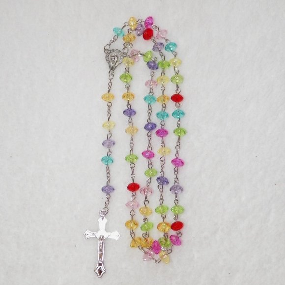 HOST PICK Immaculate Heart of Mary Multicolor Rosary Beads Crucifix with Case - Picture 9 of 13